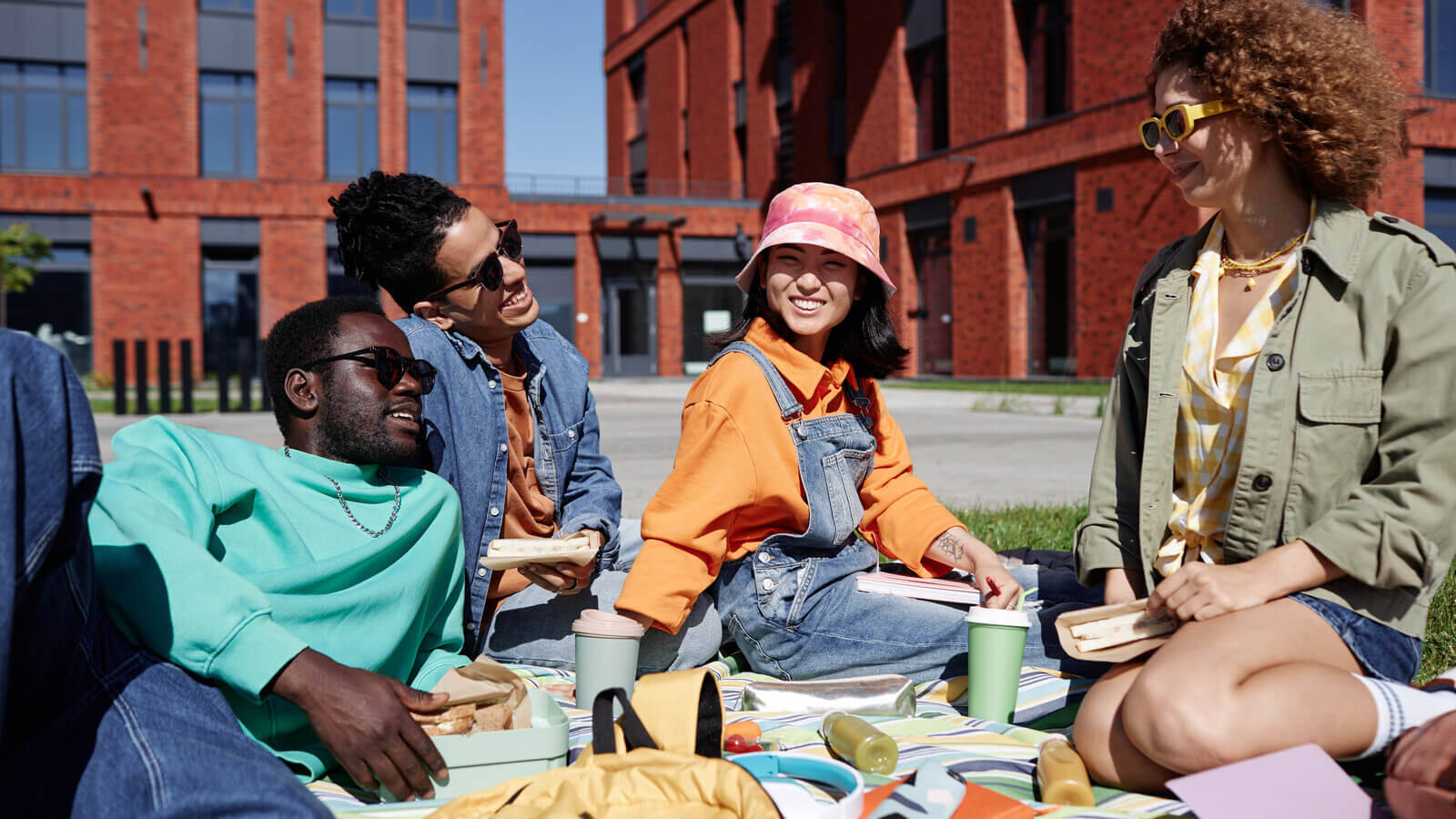 College students vibing on campus