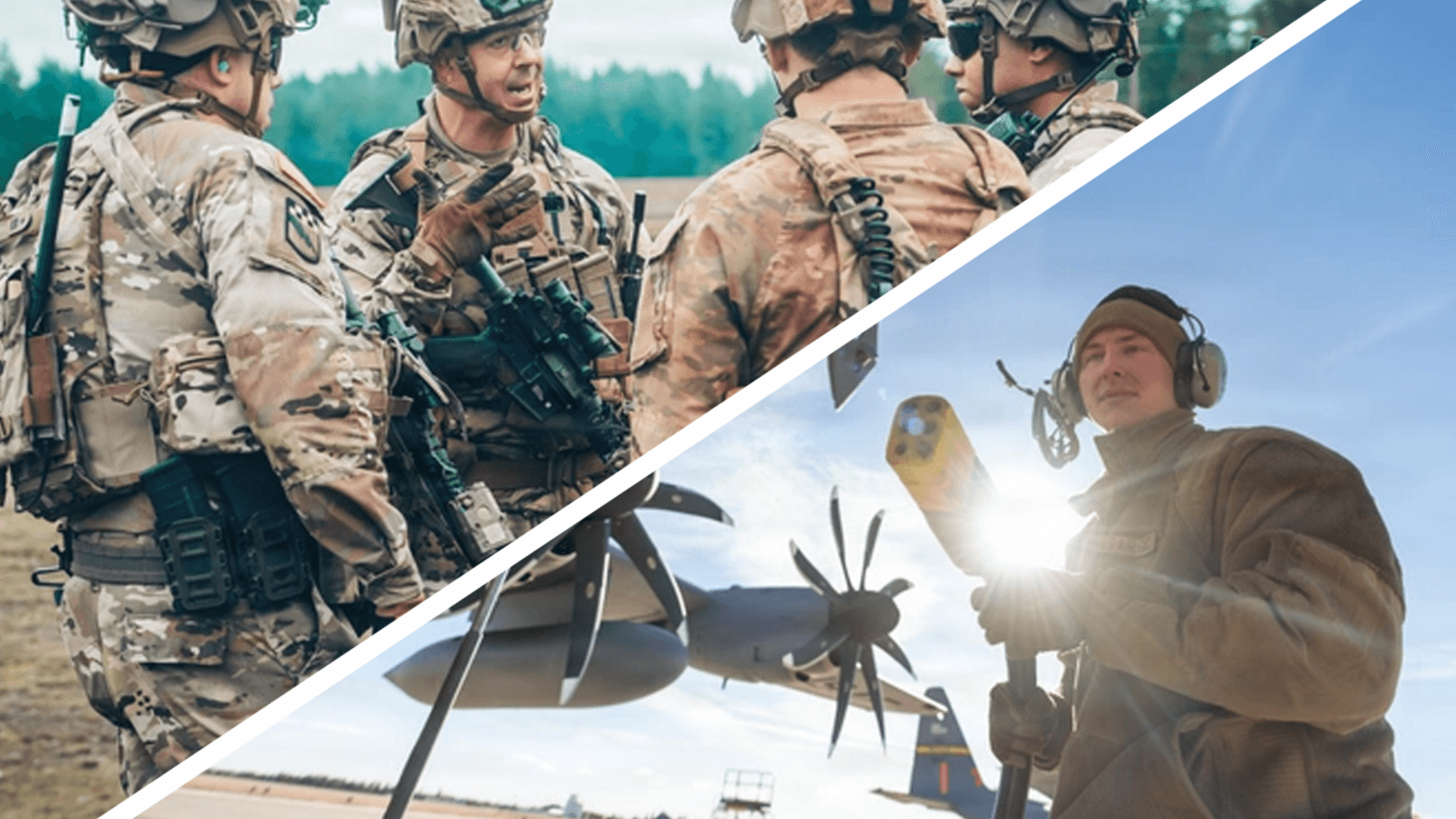 Army vs. Air Force in a two part image