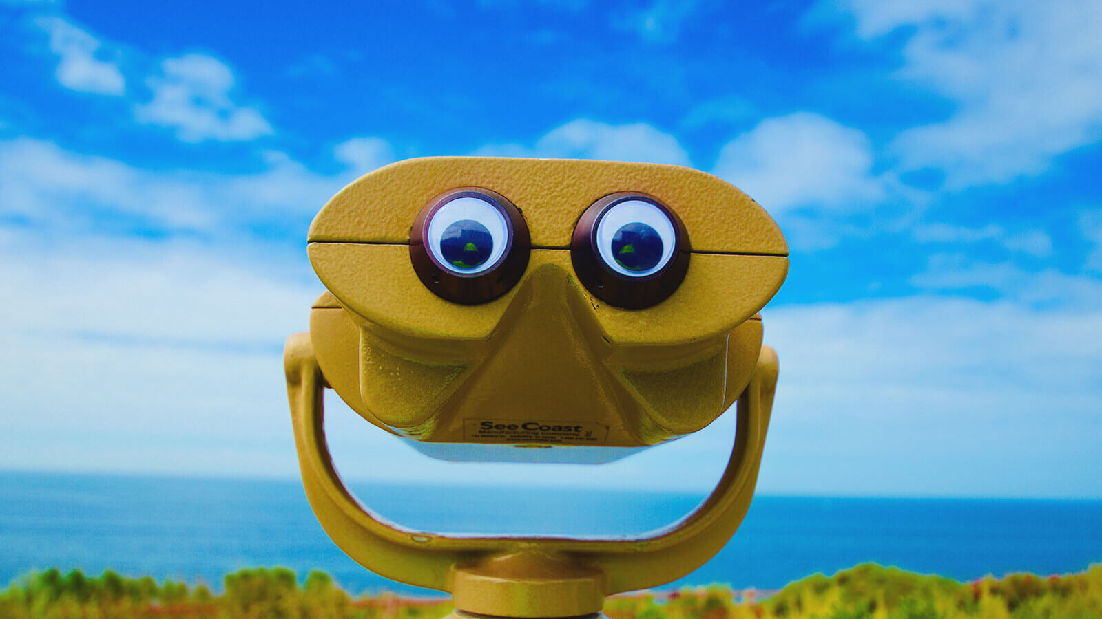 eyes looking through a viewer with the ocera in the background