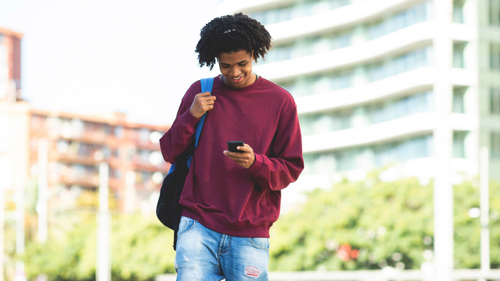 a student looks at his online application for college