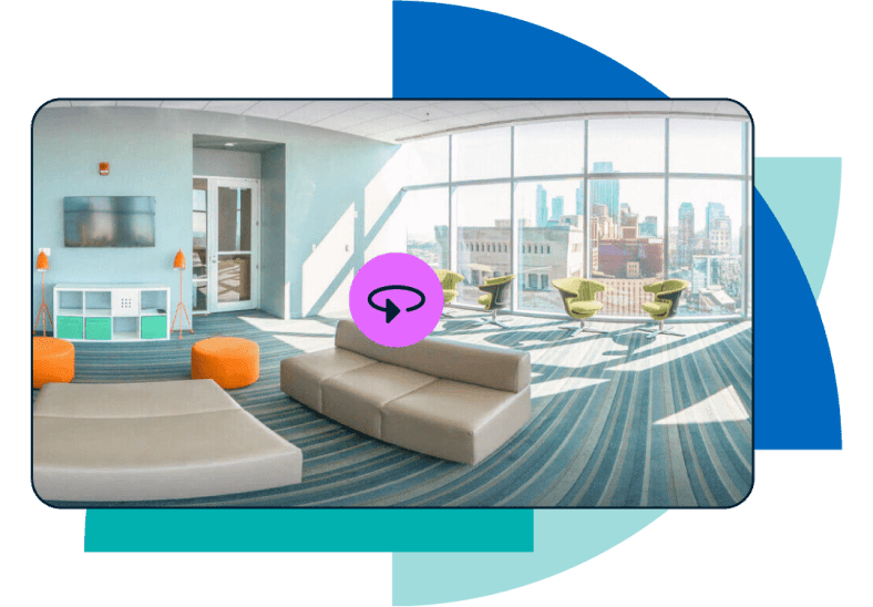 A room with an icon of a 360 grades experience