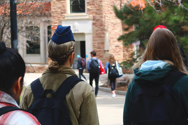 an ROTC student wears their uniform on campus