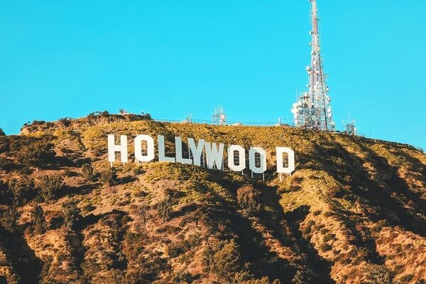 the Hollywood sign on the big hill in California